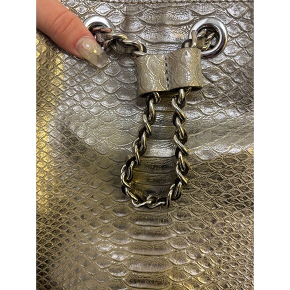 Michael Kors Metallic Snake Print Shoulder Bag With Chain Strap - Picture 5 of 7